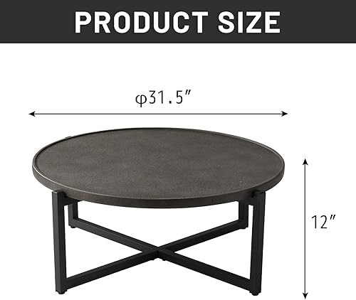 Miniatura 3 de Mesa auxiliar redonda, mesa auxiliar moderna con base en forma de X, mesa auxiliar grande para jardín, sala de estar, dormitorio