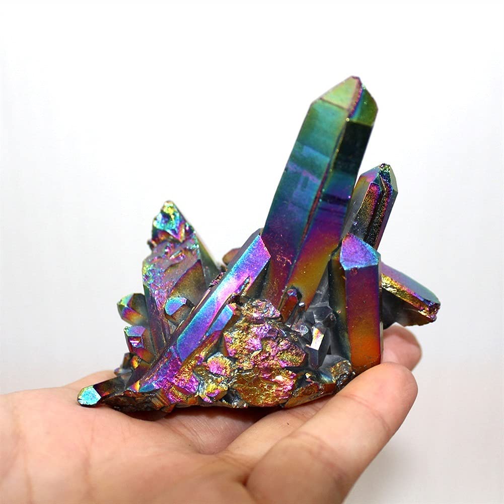 YELVQI Cristallo di guarigione Campione del Punto Minerale del Quarzo di Cristallo del Minerale del bismuto Arcobaleno della Lega del Titanio (Size : 100-120g