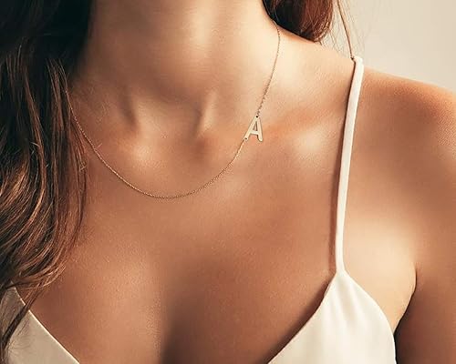 Miniatura 8 de Collar con inicial de acero inoxidable chapado en oro de 18 quilates con minúscula, collar personalizado para mujer