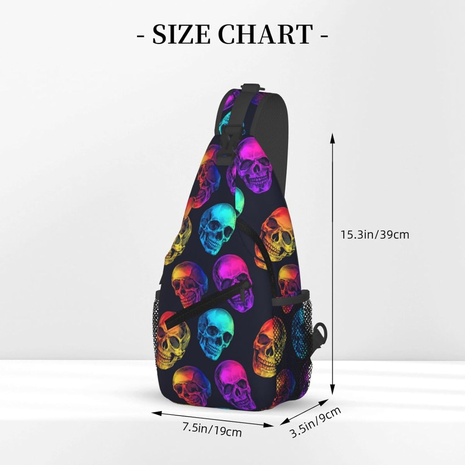 Colorful Neon Skull Sling Backpack Hiking Backpack Crossbody Bag Sports Lightweight And Durable Chest Bag Shoulder Bag For Women Men - Image 3