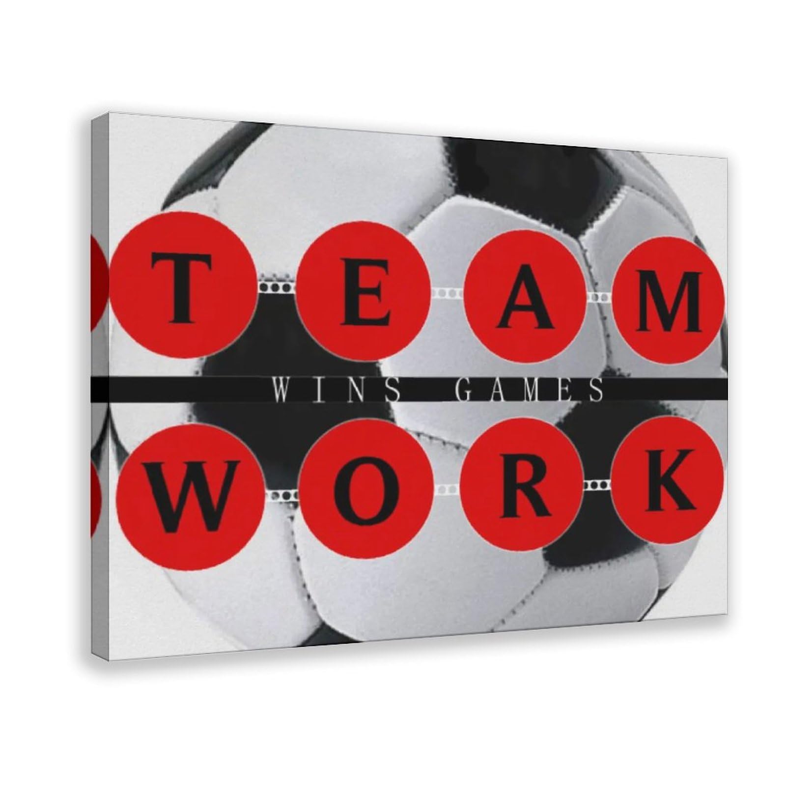 Poster su tela motivazionale con il lavoro di squadra vince partite di calcio, decorazione per camera da letto, ufficio, cucina, regalo, 50 x 75 cm