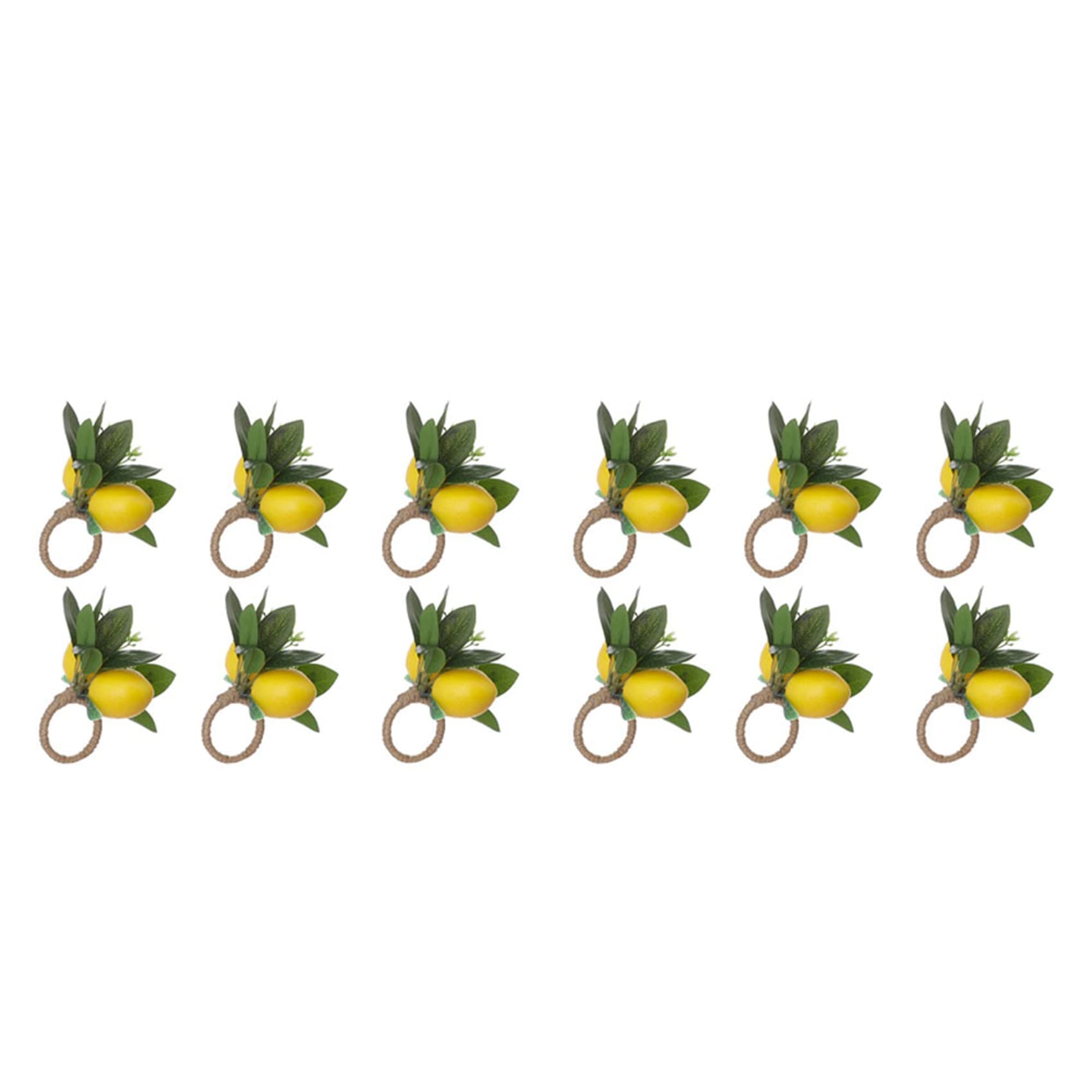 Hndhbfgrt Lemon Napkin Rings Set of 12 Lemon Vine Leaf Napkin Holders for Dining Table Decor Banquet Wedding Birthday Christmas B