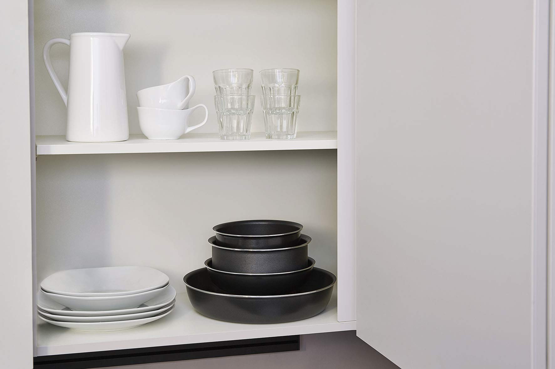 Sitram 713284, Set de 2 casseroles Ø16 et 20cm en aluminium anti-adhérent SITRAM avec poignée amovible - Tous feux SAUF induction, Noir