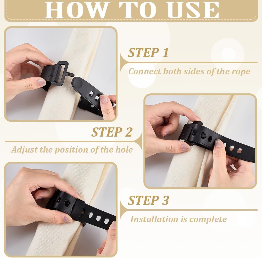 FINGERINSPIRE 4 Pack Reusable Industrial Straps 13.15inch Long Rubber Tension Strap Black Utility Rubber Straps with Metal Buckle Gear Strap for Bike, Camping, Luggage & Yoga Mat Organization image 3