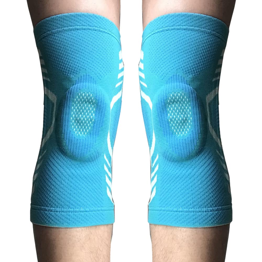 Sports Knee Compression Sleeve Support(1 pair) (Blue, Small)