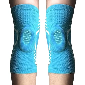 Sports Knee Compression Sleeve Support(1 pair) (Blue, X-Large)