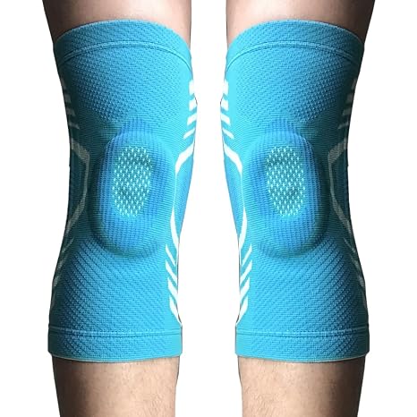 Sports Knee Compression Sleeve Support(1 pair) (Blue, X-Large)