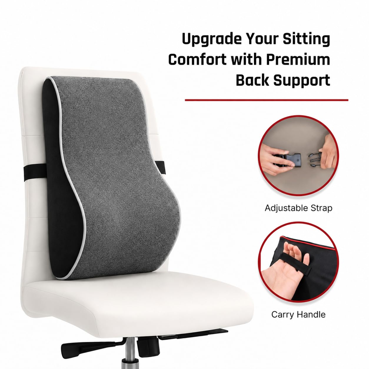 ValorX Lumbar Support Pillow with Massager - Back Pain Relief -6 ValorX Lumbar Support Pillow with Massager - Back Pain Relief -6