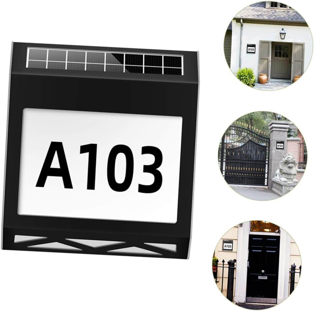 Vaguelly Solar Address Sign Light Waterproof 6000K White Solar-Powered Number Plaque for Outdoor Use Modern Design Doorplate for Home and Garden