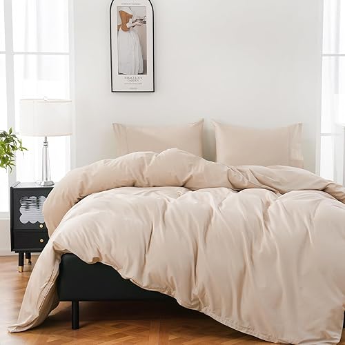 Miniatura 22 de Juego de funda de edredón 100% algodón orgánico tamaño queen de 400 hilos, funda de edredón satén, juego de cama refrescante suave y transpirable de