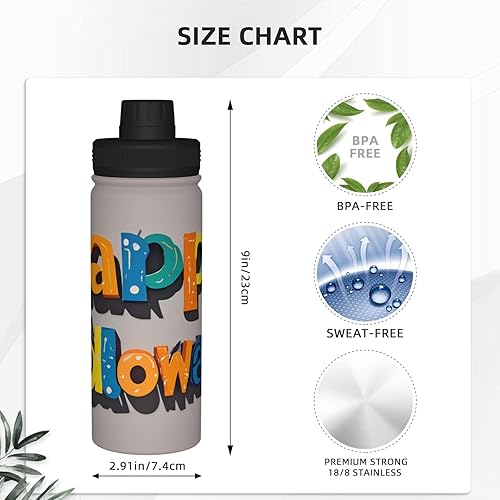 Miniatura 4 de Happy Holloween - Hervidor de agua aislado de acero inoxidable  Botella de agua divertida con estampado  Ideal para deportes y viajes