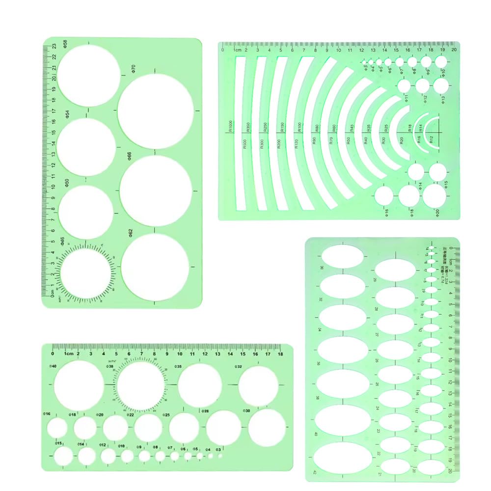 Template Circle Ruler Template Ruler Set of 4 Oval Transparent Design Ruler Measuring Drafting Supplies School Education Architecture | 0