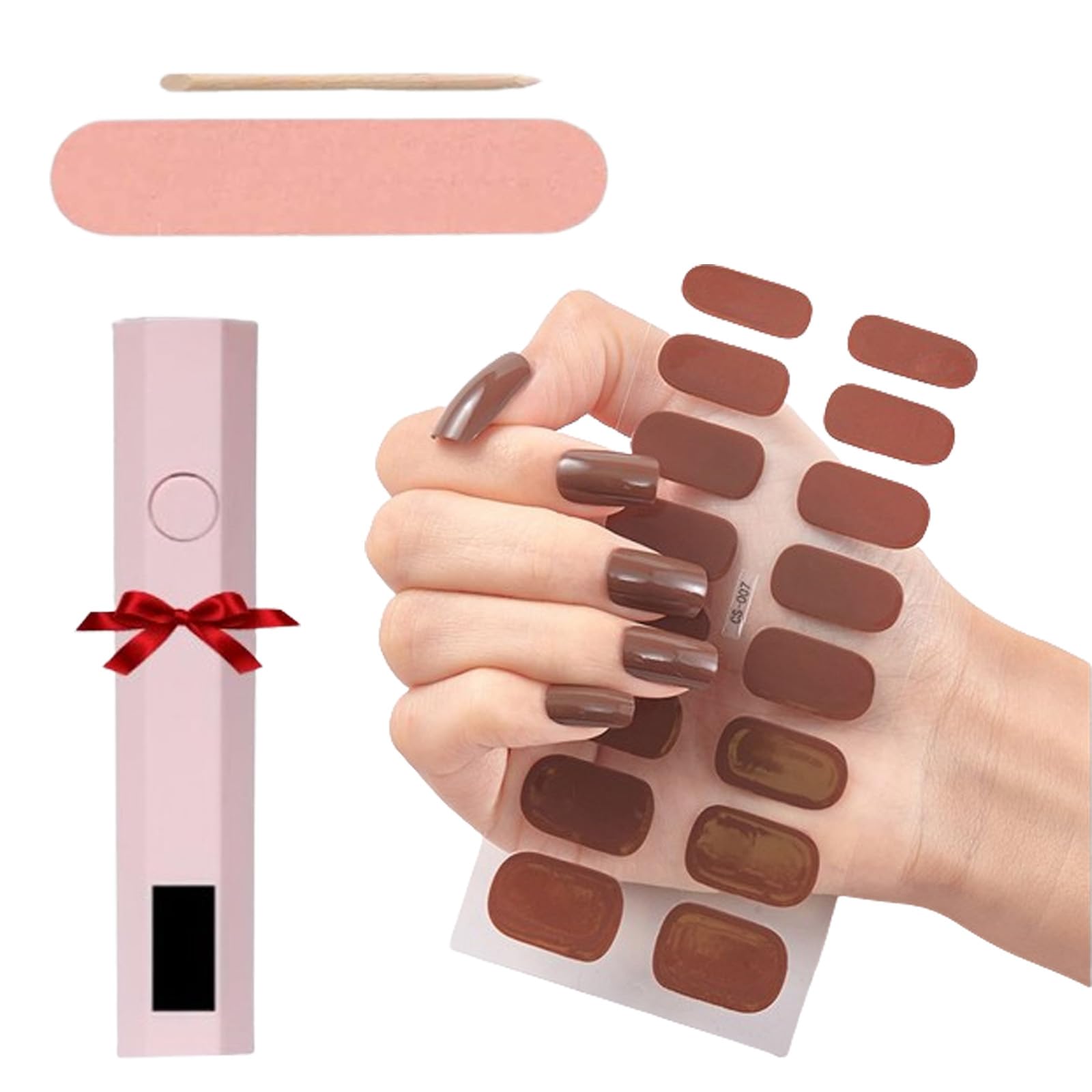 gewell gel nail sticker kit with uv light, gewell gel toe nail sticker kit with uv light, gewell gel pedicure nail sticker kit with uv light (18#)