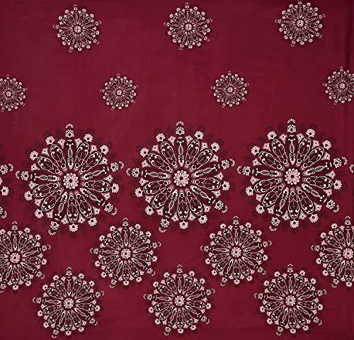Image of KAWI Cotton Feel 200TC Double Bedsheet Queen Size 78x60 Inches with Elastic Fitting with 2 Pillow Covers (Provide fits up to 8 Inch Mattress) - Maroon Colour