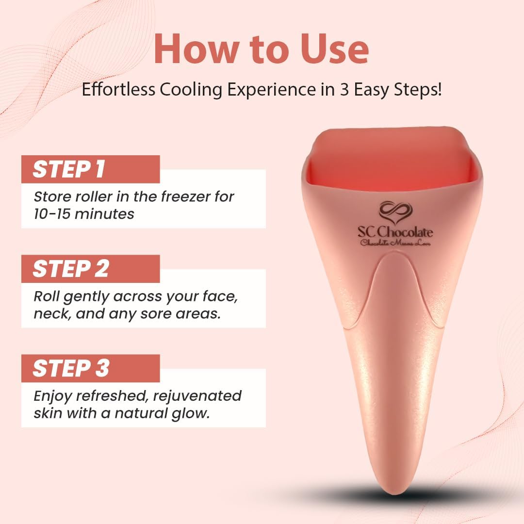 Ice Roller for Face & Eye | Ice Face Roller for Puffiness, Migraine, Pain Relief | Cooling Facial Roller for Tightening Skin & Reducing Wrinkles | Ideal for Sunburns