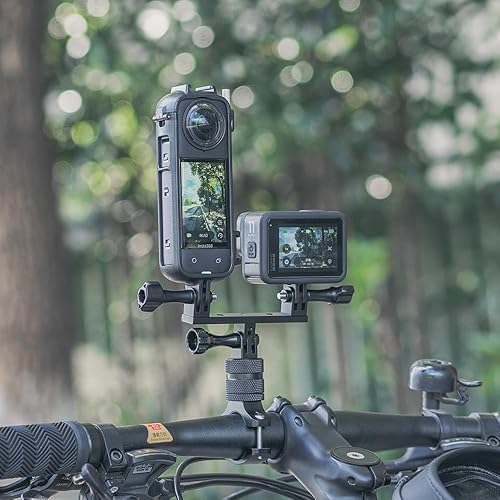 Miniatura 6 de Adaptador doble de aluminio con dos tornillos para GoPro Hero 121110987(2018) Negro, Campark, AKASO, SJCAM, DJI Osmo Action 43- Adecuado para