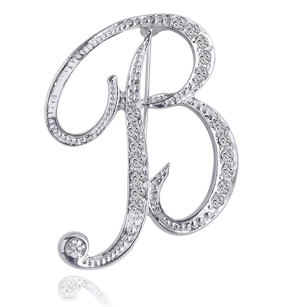 JOYWIKO Letter Brooch A-Z 26 Personalized Design Initial Letters Pins Clear Crystal Rhinestone Brooch pin