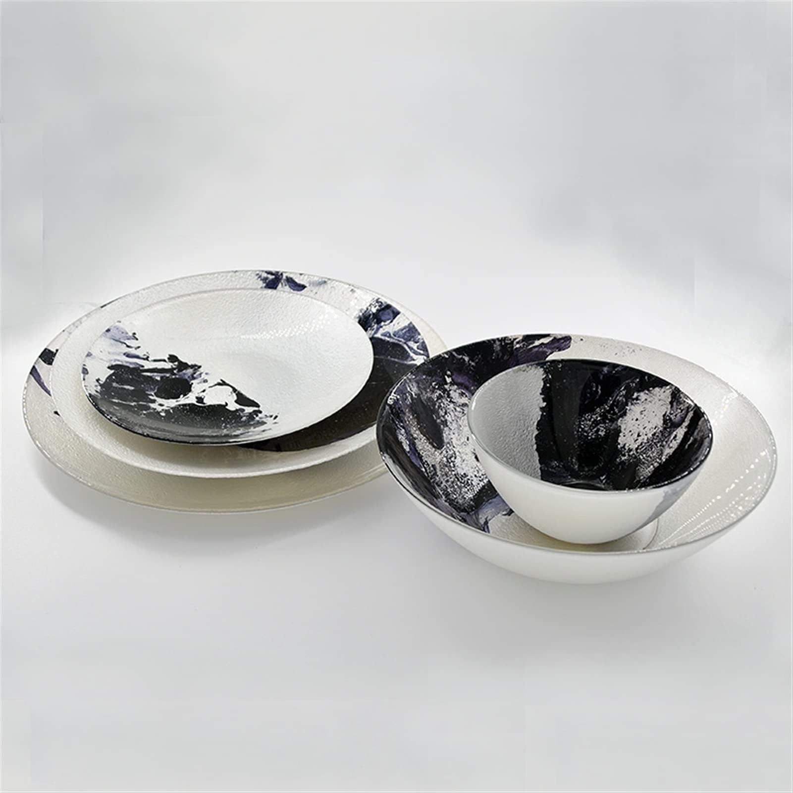 Talerz obiadowy Nordycka ceramika do jedzenia, talerz, tusz, stek, ceramiczne talerze obiadowe, zestaw misek sałatek i ryżu w stylu zachodnim, naczynia stołowe, płaskie(04-1pcs)