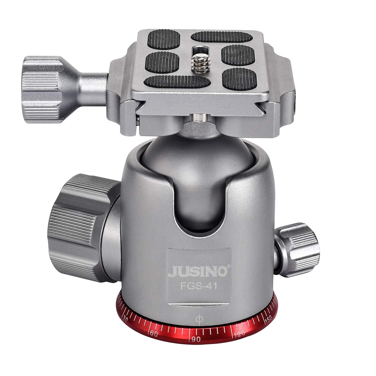 JUSINO FGS-41 Rotule Tête Sphérique Professionnelle Support Appareil Photo avec Bouton de Friction | Fabriqué en Aluminium Aéronautique | Compatible avec Arcaswiss Plaque de Changement Rapide
