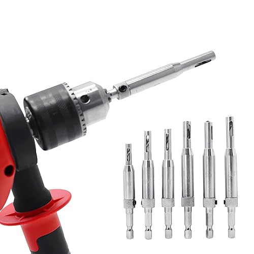 Miniatura 8 de 7 brocas autocentrantes con llave hexagonal, juego de bisagras, herramientas de alineación de agujeros, 564 pulgadas, 764 pulgadas, 964 pulgadas,