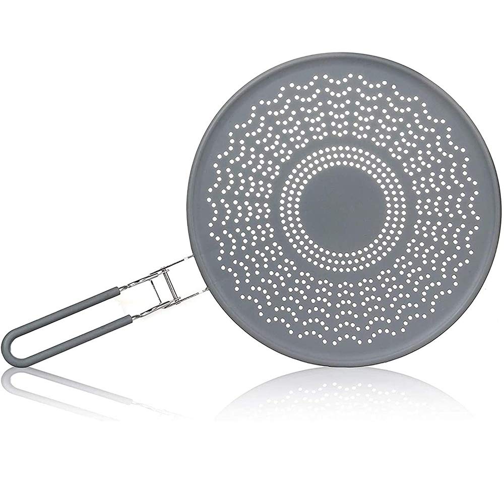 Dciustfhe Silicone Splatter Screen,Grease Splatter Guard with Folding Handle,for Cooking Splatter Guards&Fry Pan,13 Inch,Gray