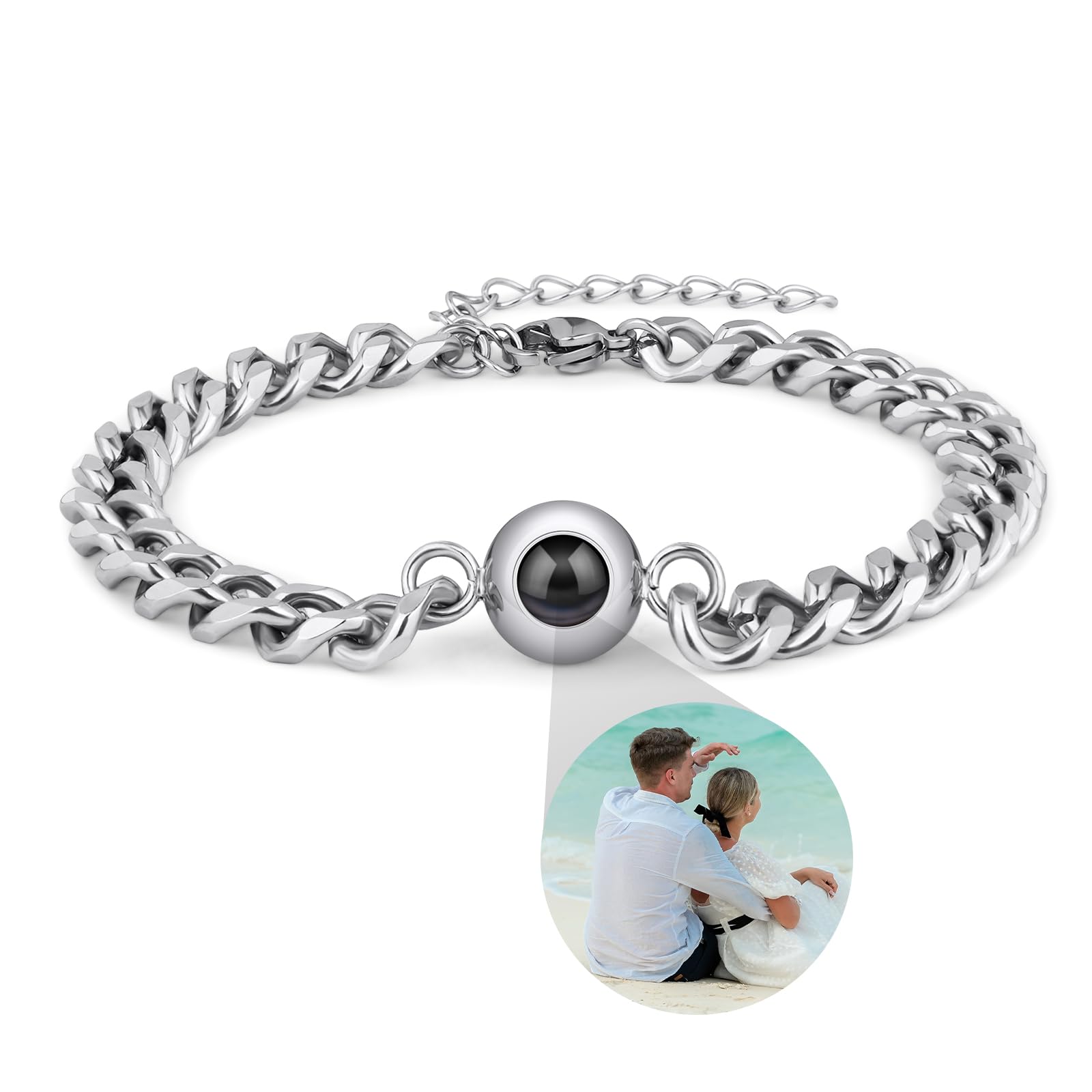 SUPHELPU Bracelet with Picture Inside, Picture Bracelet Personalized Photo, Personalized in Memory of Loved One Gifts, Customized Christmas