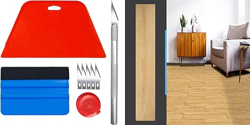 Art3d Kit de herramientas de alisado con baldosas de suelo de vinilo y tablón de madera