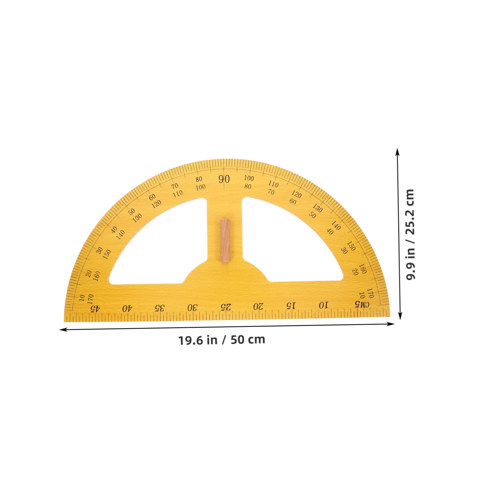 Hohopeti Transportador de Enseñanza Semicircular Grande 180 Grados Madera Resistente Medición Precisa para Dibujo Escolar Papelería para Profesores