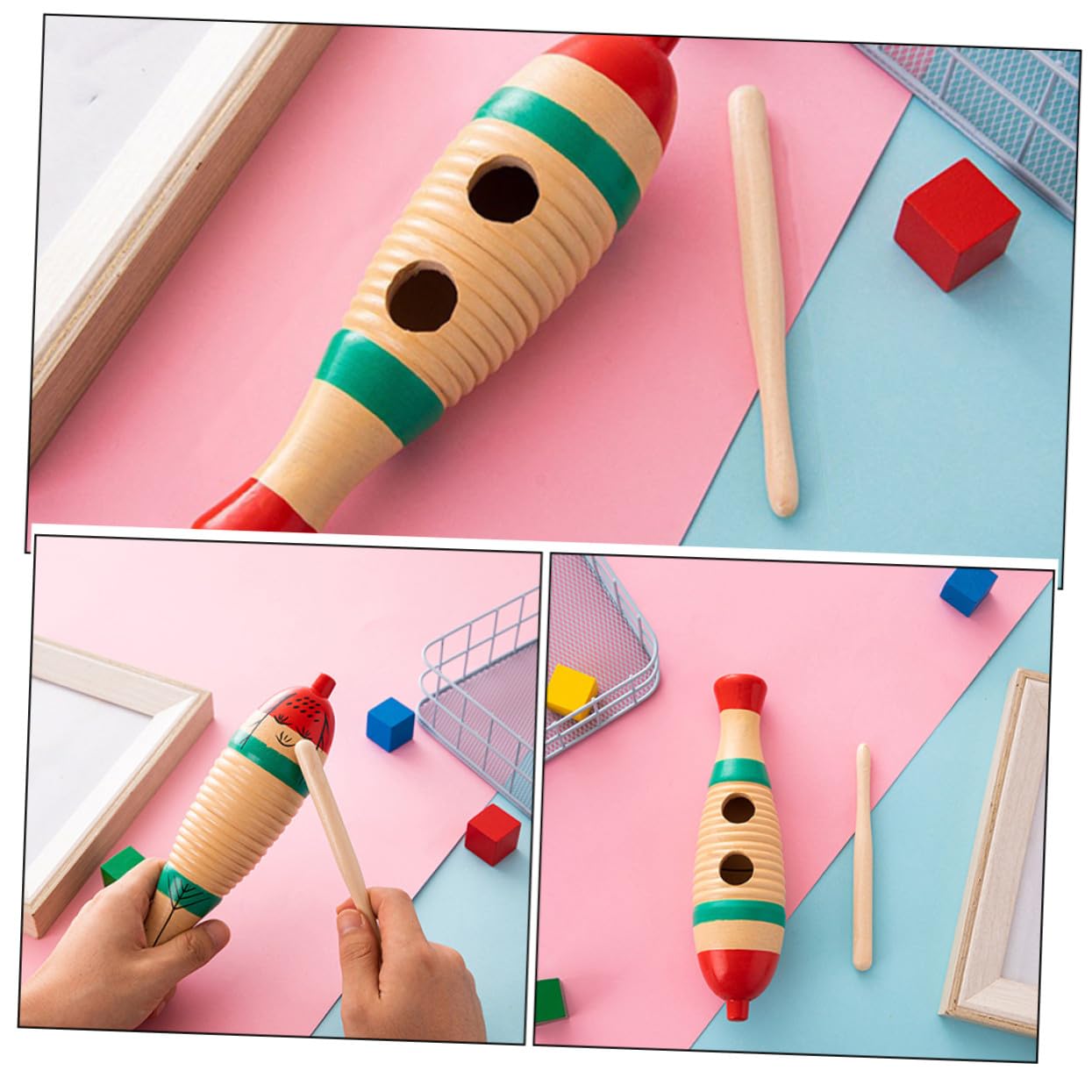Giocattolo Musicale Percussione in Legno 4 Set per Ragazzo Ragazza | Design Delicato, Superficie Liscia, Facile da Riporre, Bastoncini di Legno per Ritmo