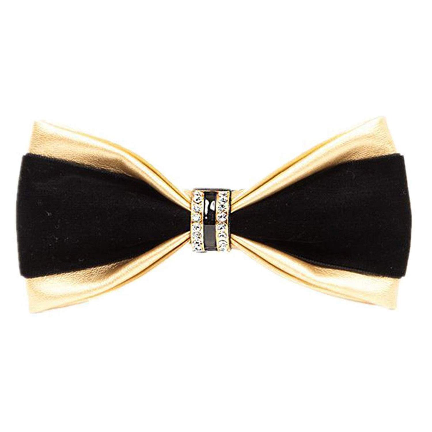 Men's Pre-tied PU Leather Crystal Bow Ties Tuxedo Banquet Big Bowtie