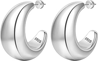 WaterDrop Earring Dupes-Chunky Gold Hoop Earrings Lightweight 14k Gold Hoop Earrings Hypoallergenic Gold Thick Hoop Earrings Open Big Chunky Hoop Earrings Jewelry for Girls Women