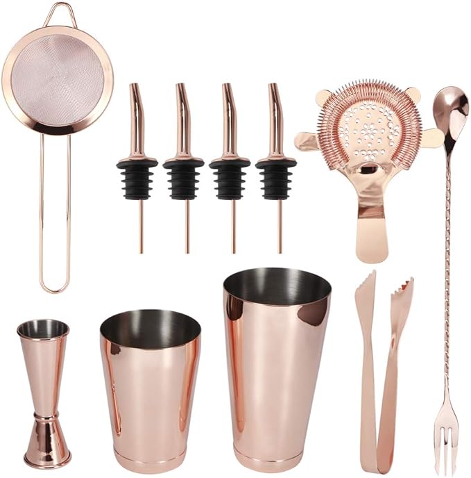 Set de 11 Piezas de Acero Inoxidable para Bartender con Jigger y Cuchara miniatura 8