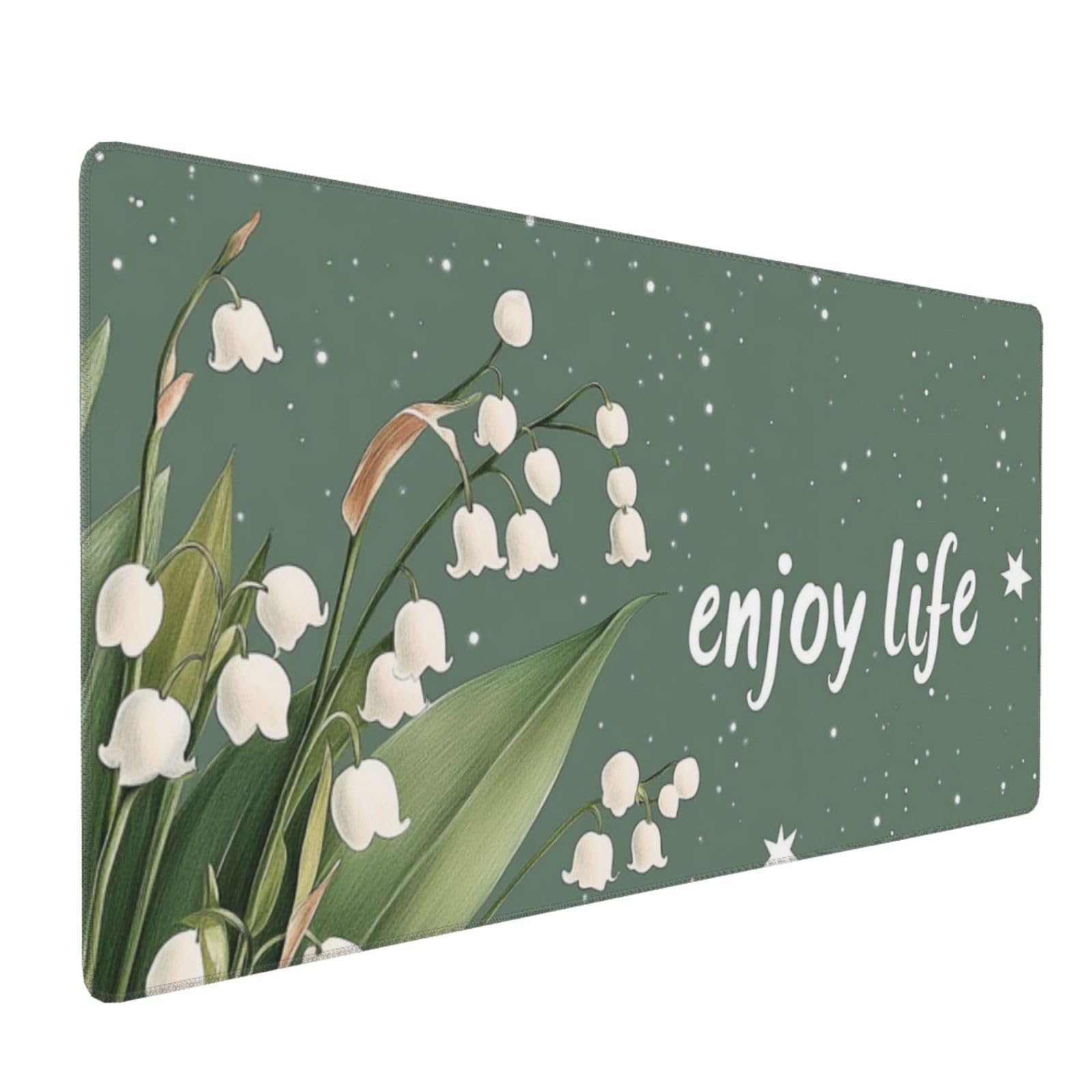 Tapis de Souris XXL 90 x 40 cm, Vert & Fleur Tapis de Bureau G692