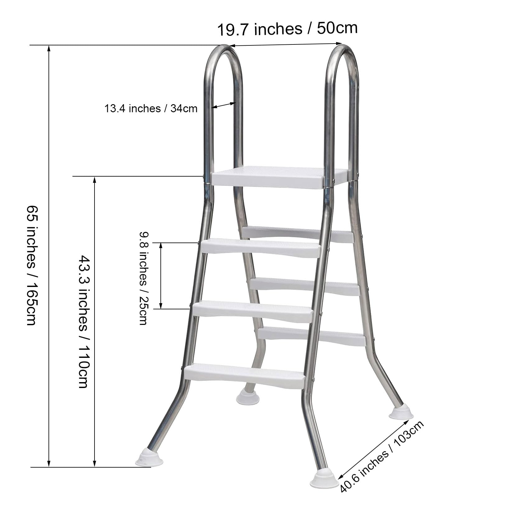 Scaletta per Piscina Fuori Terra con Telaio in Acciaio Inox e gradini in plastica Resistente, Supporta Fino a 250 kg per Un Accesso alla Piscina Sicuro e Facile.