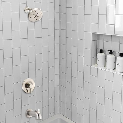 Miniatura 6 de Kit de molduras de ducha y bañera, compatible con válvula Moen Posi-Temp, níquel cepillado