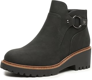 todaysunny Women's Chunky Low Heel Ankle Booties - Comfortable Round Toe Side Zipper Fall Boots