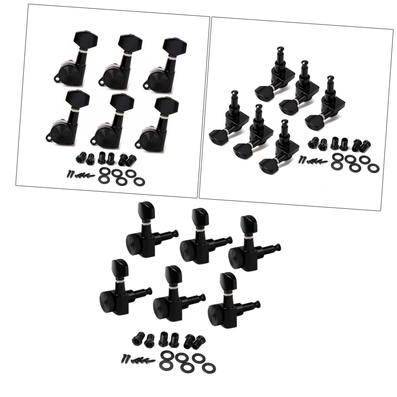 Yardwe 6Pcs Black Guitar Tuning Pegs Machine Heads for Acoustic Electric Guitars Durable Auto Locking Tuners with Heavy