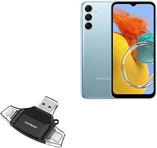 BoxWave Smart Gadget Compatible with Samsung M14 - AllReader SD Card Reader, microSD Card Reader SD Compact USB for Samsung M14 - Jet Black