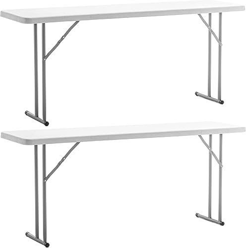 BTEXPERT Juego de 2 mesas de entrenamiento plegables de plástico de granito de 6 pies y 72 pulgadas de largo portátiles de 18 pulgadas de ancho