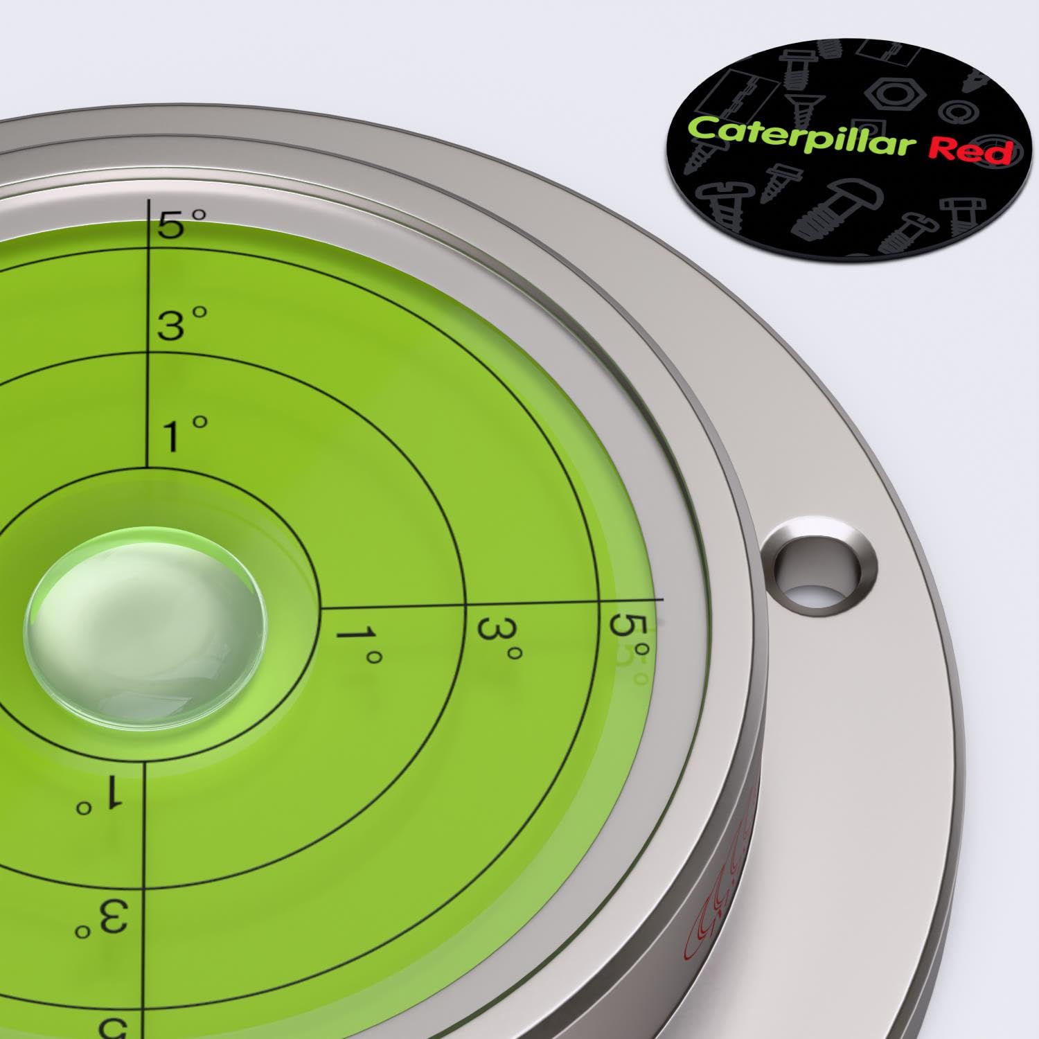 Nivel de burbuja circular metálico con brida, verde, diámetro 100mm | Nivel de burbuja circular metálico para montaje con tornillos, comprueba dos direcciones a la vez en maquinaria y equipos