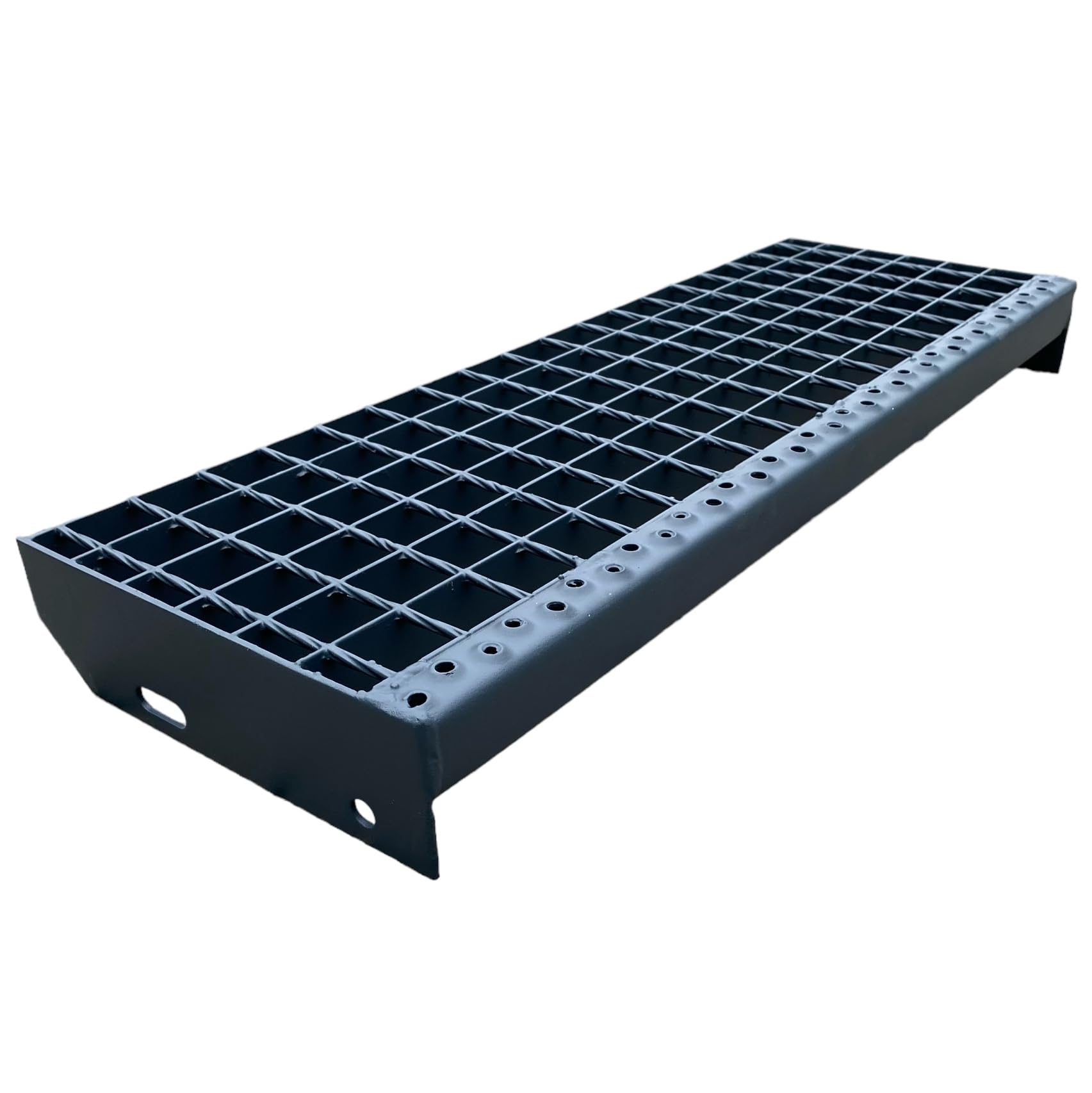 F & R Metallstufe 600x270 mm RAL 7016 Anthrazit – Treppenstufe Aus Stahl Mit Gitterrost + Schraubenset 4 Stk – Pulverbeschichtet Rutschfest Witterungsbeständig