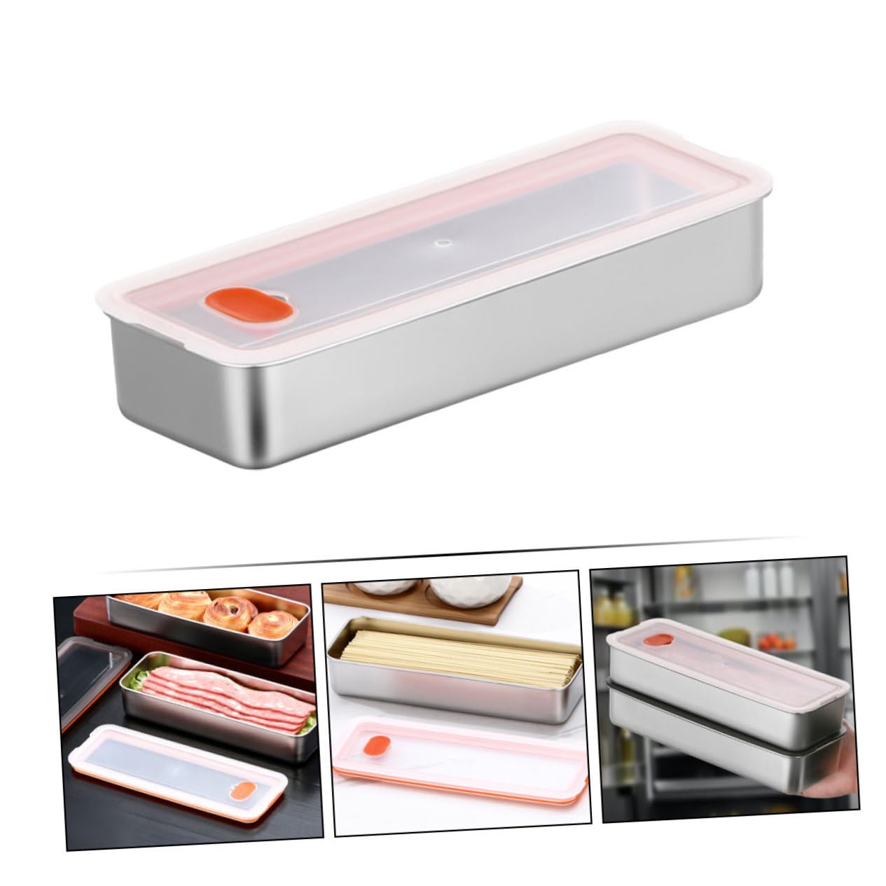 Cabilock 4piezas Contenedor De Tocino Hermético De Inoxidable Refrigerador Organizador De Almacenamiento De y Alimentos Para Guardar Tocino Queso