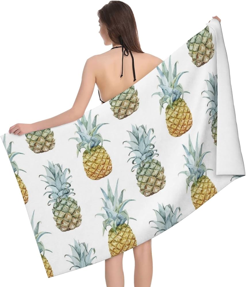 Amazon.co.jp: バスタオル パイナップル水彩 ビーチタオル マイクロ