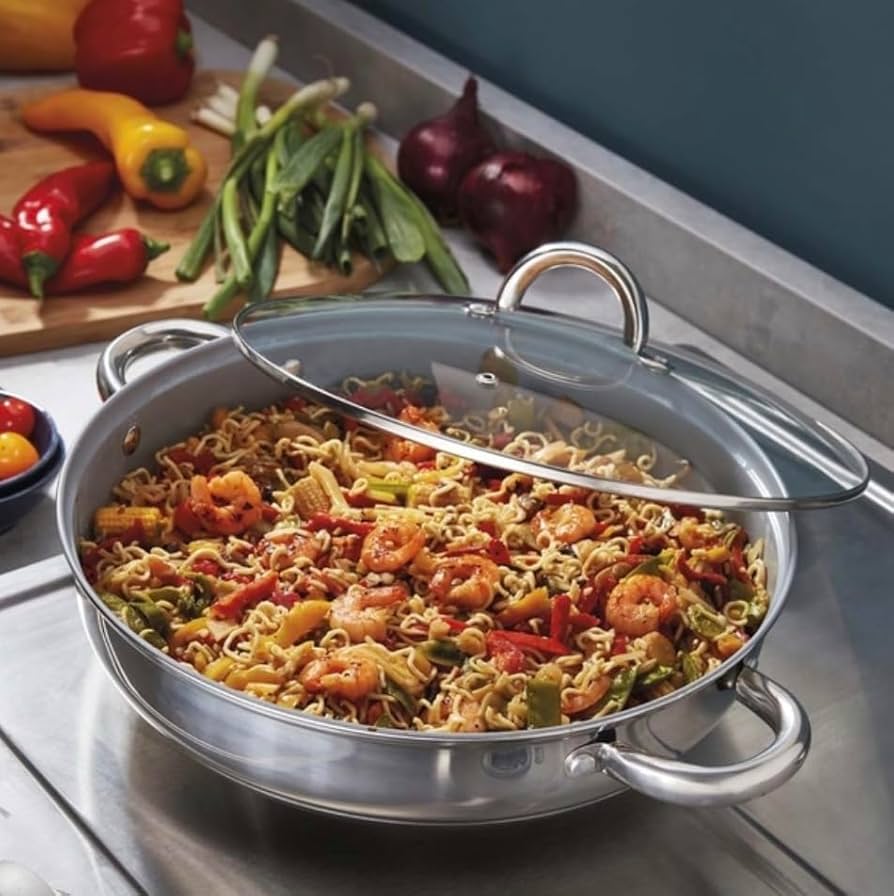 thumbnail image 2 of Martha Stewart Delaroux 10-Piece Stainless Steel Ceramic Nonstick Pots 2 of 14