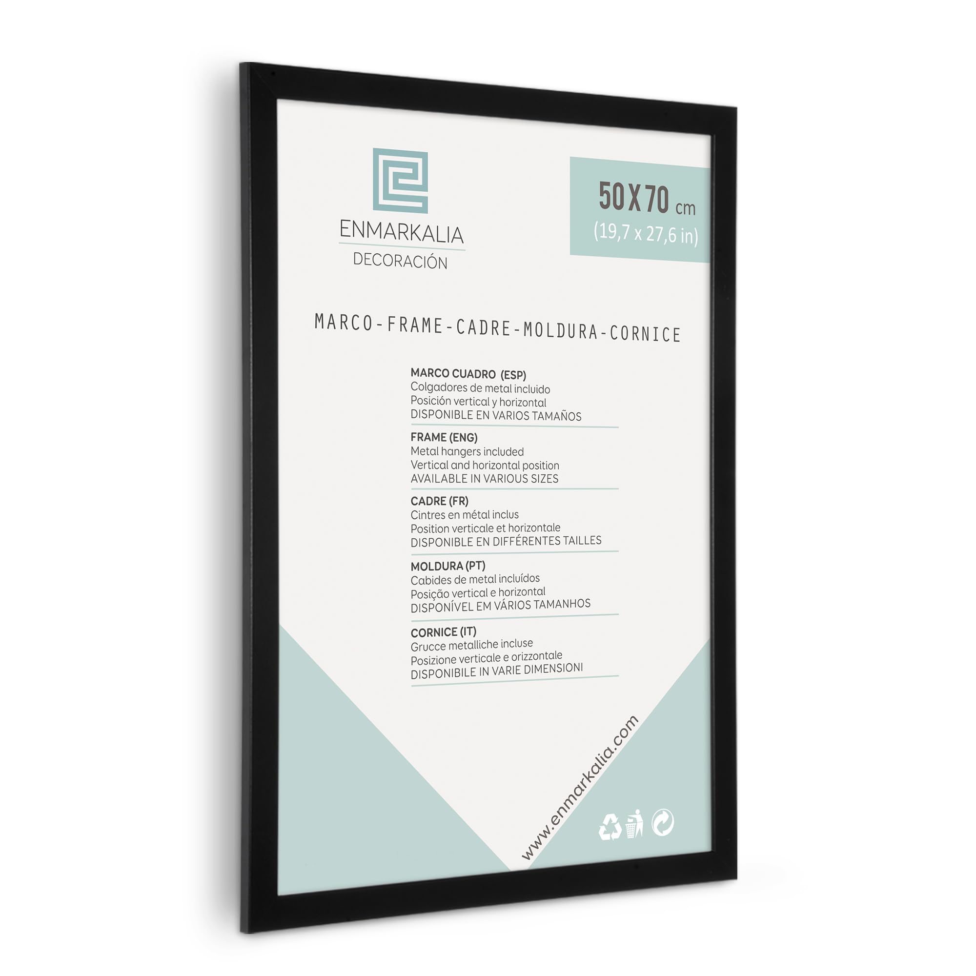 Set de 4 Marcos 50x70 cm (50 x 70 cm, Negro)