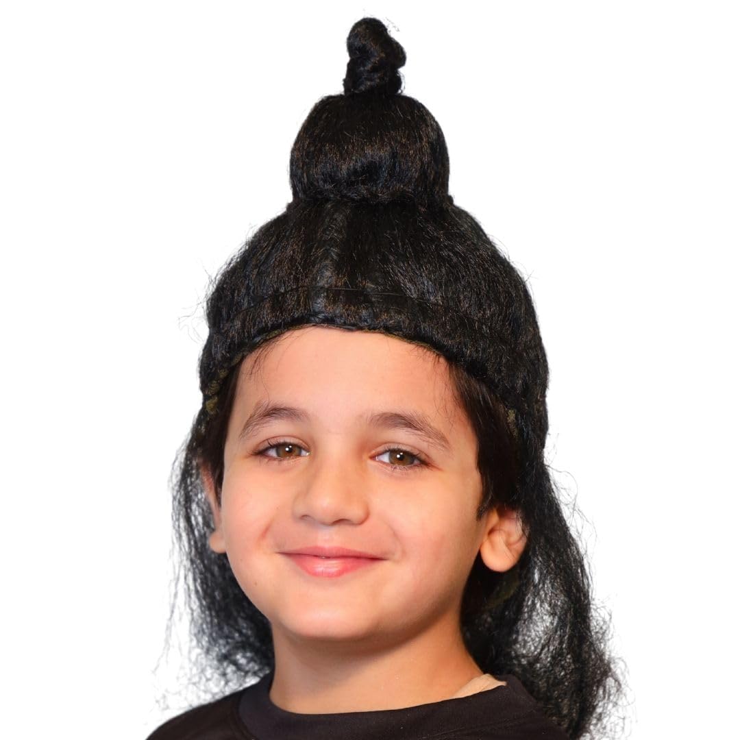 Kaku Fancy Dresses Black Jata Wig, Mythological Character Costume Accessory Small Size, Men & Women, Drama Shows 2