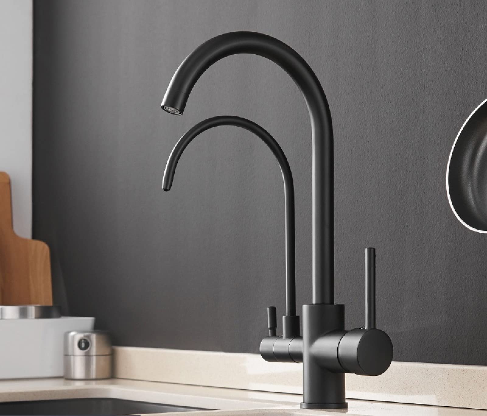 Rubinetti da Cucina Torneira para Cozinha De Parede Gru per Cucina Rubinetto Filtro Acqua Miscelatore lavello a Tre Vie Rubinetto Cucina, Nero