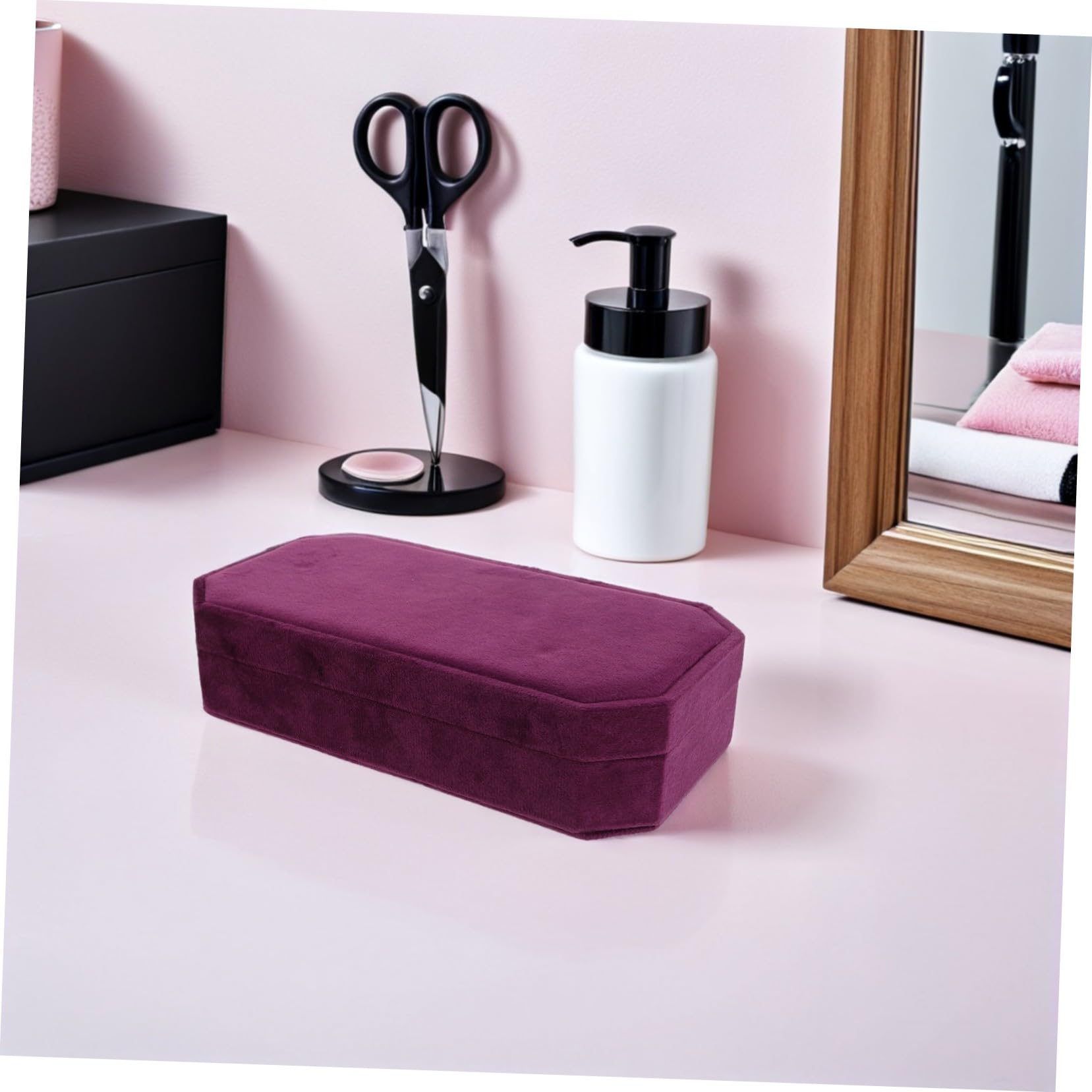 iplusmile Joyero para Pendientes Octogonal con Tapa, Púrpura, Terciopelo