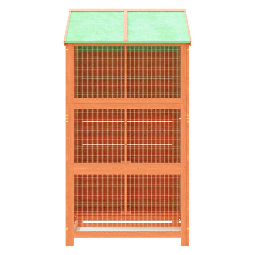 vidaXL Casita para pájaros Madera Maciza Pino marrón 97x81x152 cm, caseta para pájaros, Jaula pájaros, Jaula Loros, pajarera, casa Loros