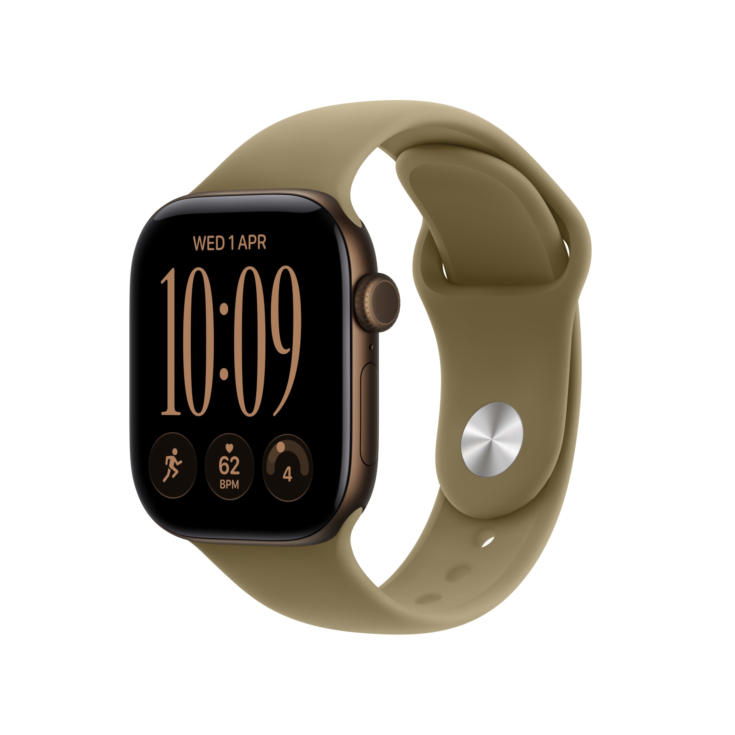 Apple Watch Series 12 GPS + Cellular 42mm Dark Bronze Aluminium Case | Olive Sport Band - S/M. Smartwatch, Health + Fitness + Sleep Tracking, Heart Rate, Safety